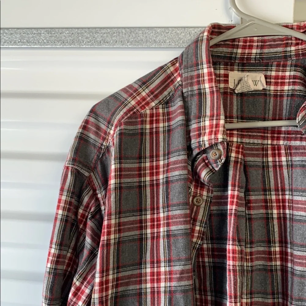 J. Crew Red and Gray Checkered Shirt